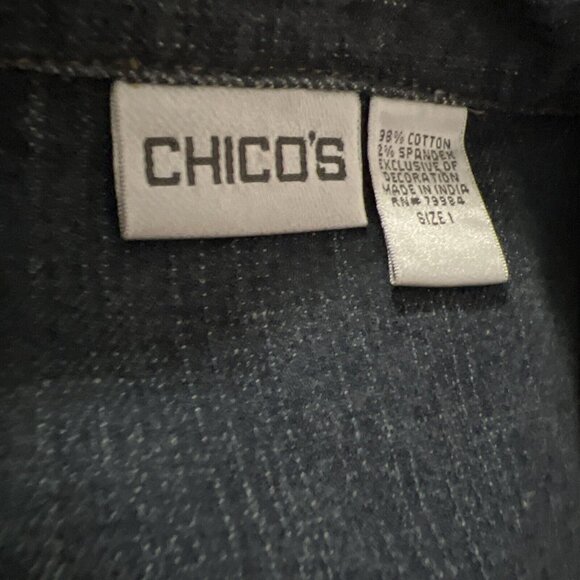 Chico’s Jean Jacket Women’s Bling embellished size 1 Medium - Picture 3 of 7
